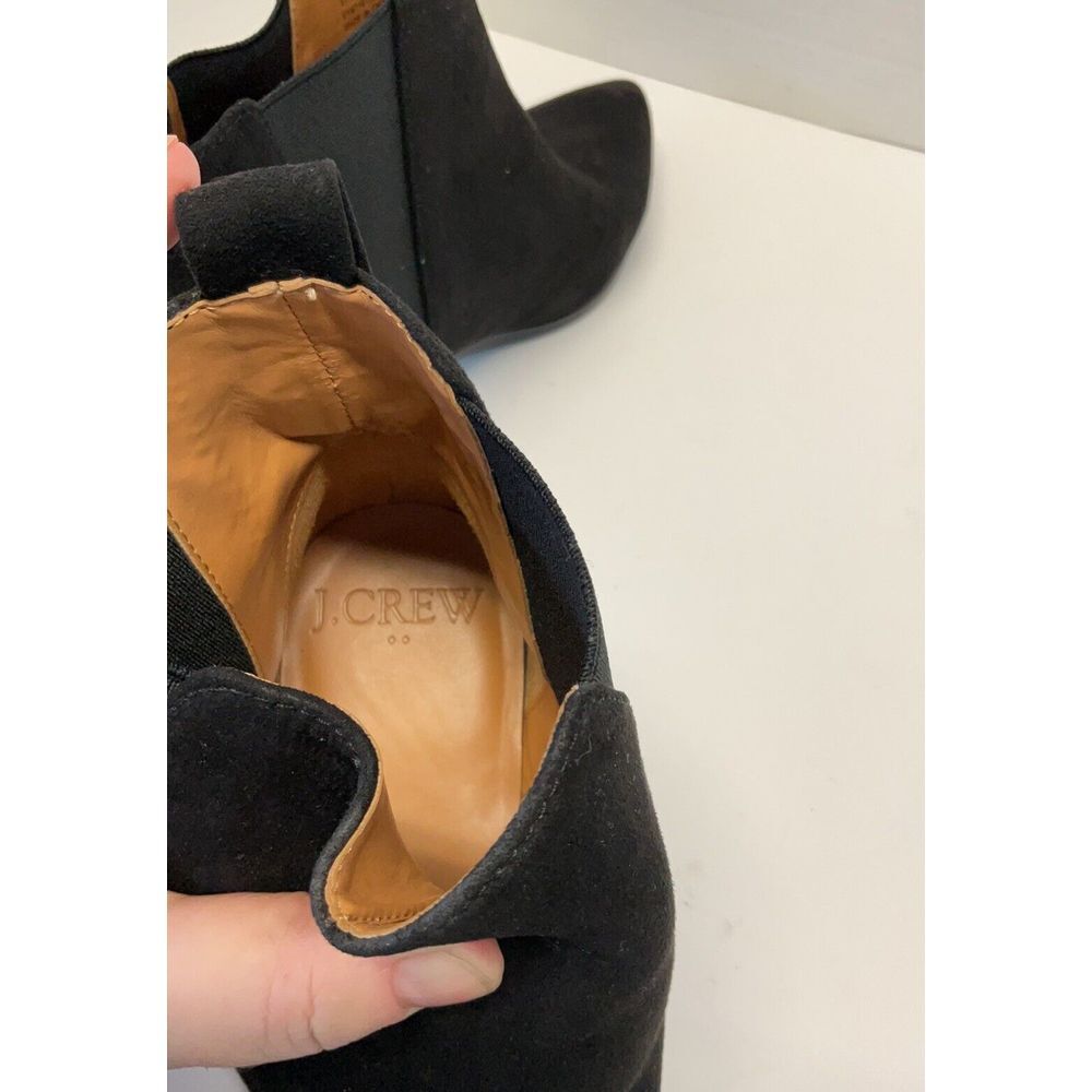 J. Crew- Size 9.5 Suede Ankle Boots Womens Black Bootie Pointed‎ Toe Block He… - Picture 10 of 10